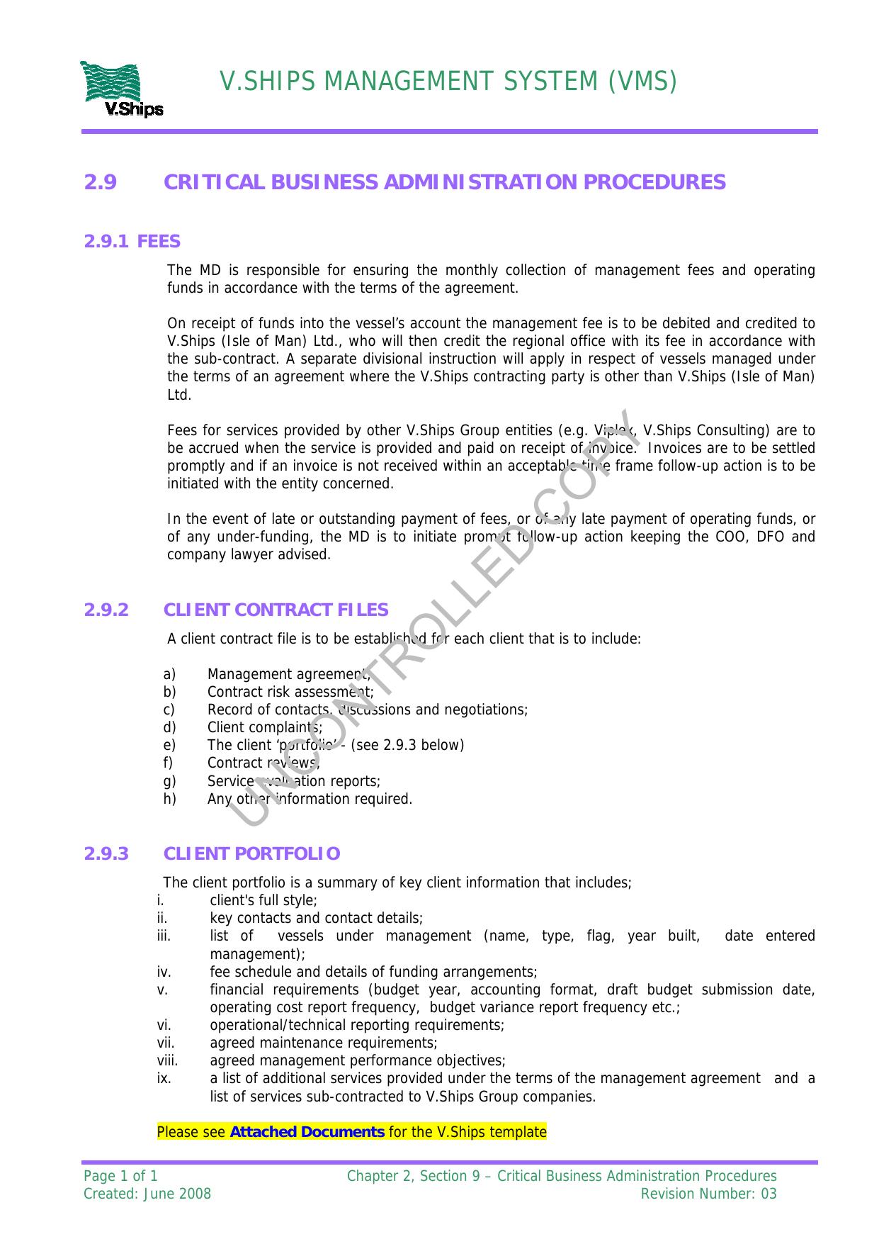 Microsoft Word - Section 9 - Critical Business Administration Procedures by katrus