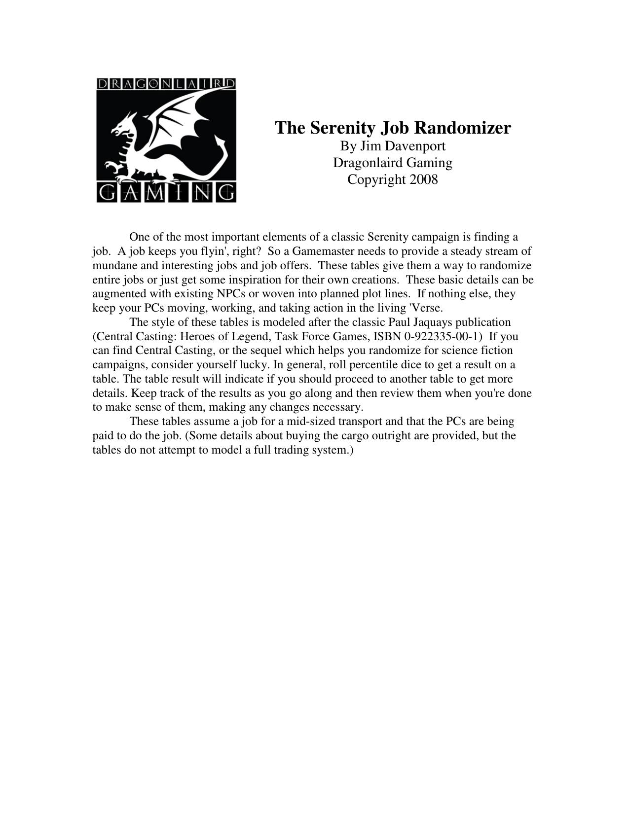 Microsoft Word - Serenity Job Randomizer 2008.doc by jldavenport