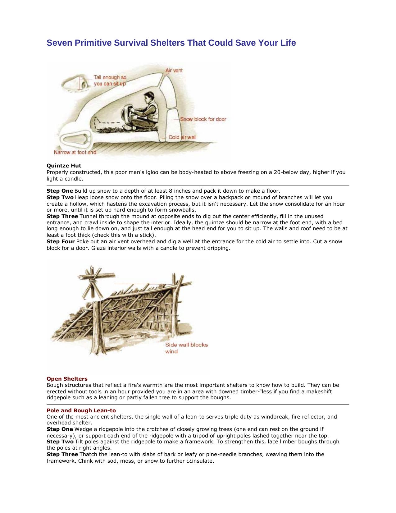 Microsoft Word - Seven Primitive Survival Shelters That Could Save by Kevin Cupp