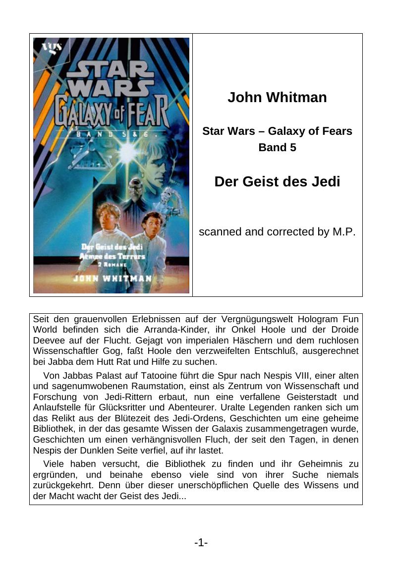 Microsoft Word - Star Wars - Galaxy of Fear 5 - Der Geist des Jedi by jojox