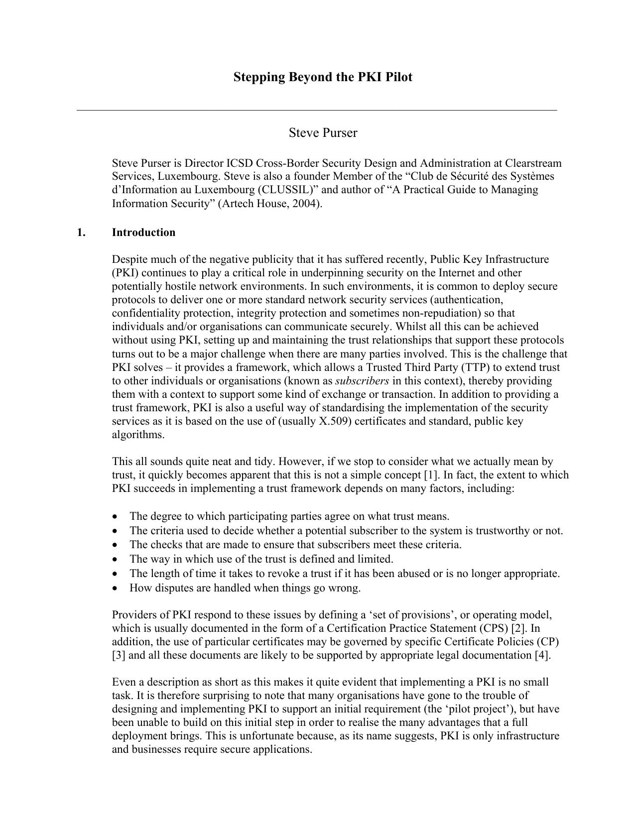 Microsoft Word - Stepping Beyond the PKI PIlot[1].doc by Chas
