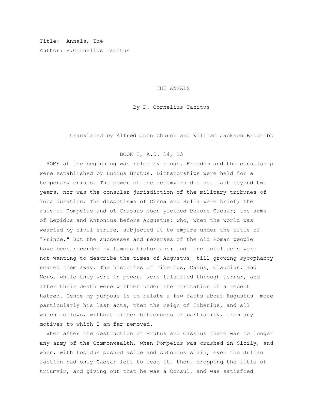 Microsoft Word - Tacitus, P Cornelius - Annals, The by Mario