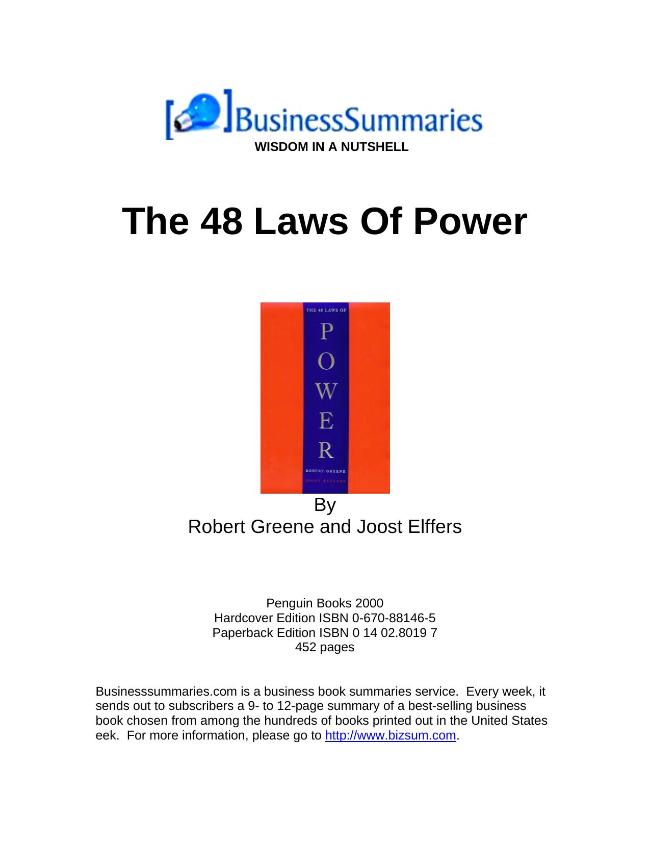 Microsoft Word - The 48 Laws of Power_BIZ.doc by joy