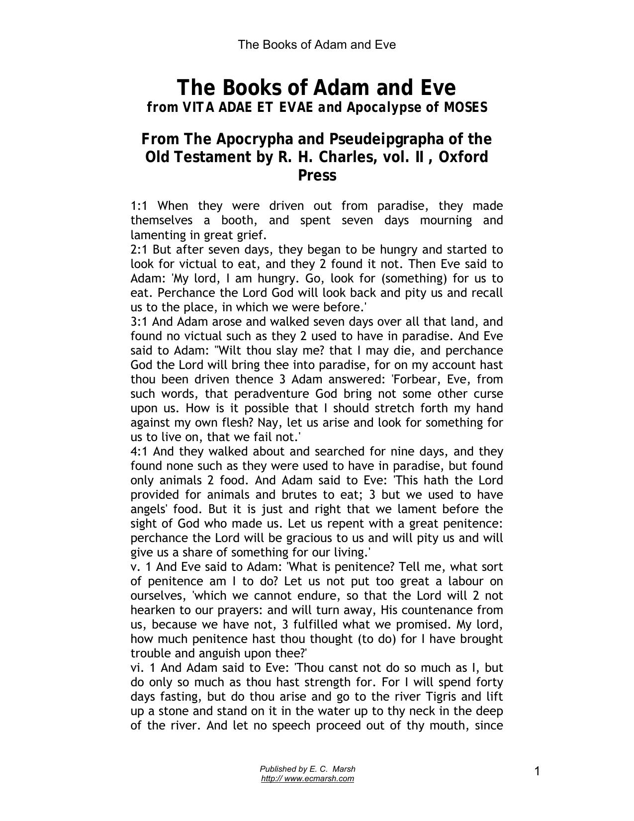 Microsoft Word - The Books of Adam and Eve.doc by Ernest Marsh