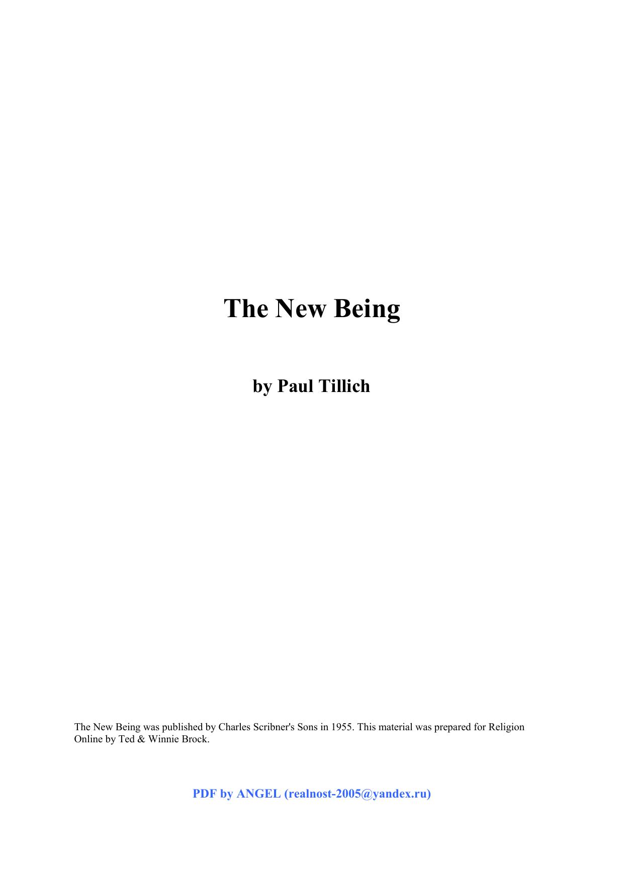 Microsoft Word - The New Being.doc by Unknown