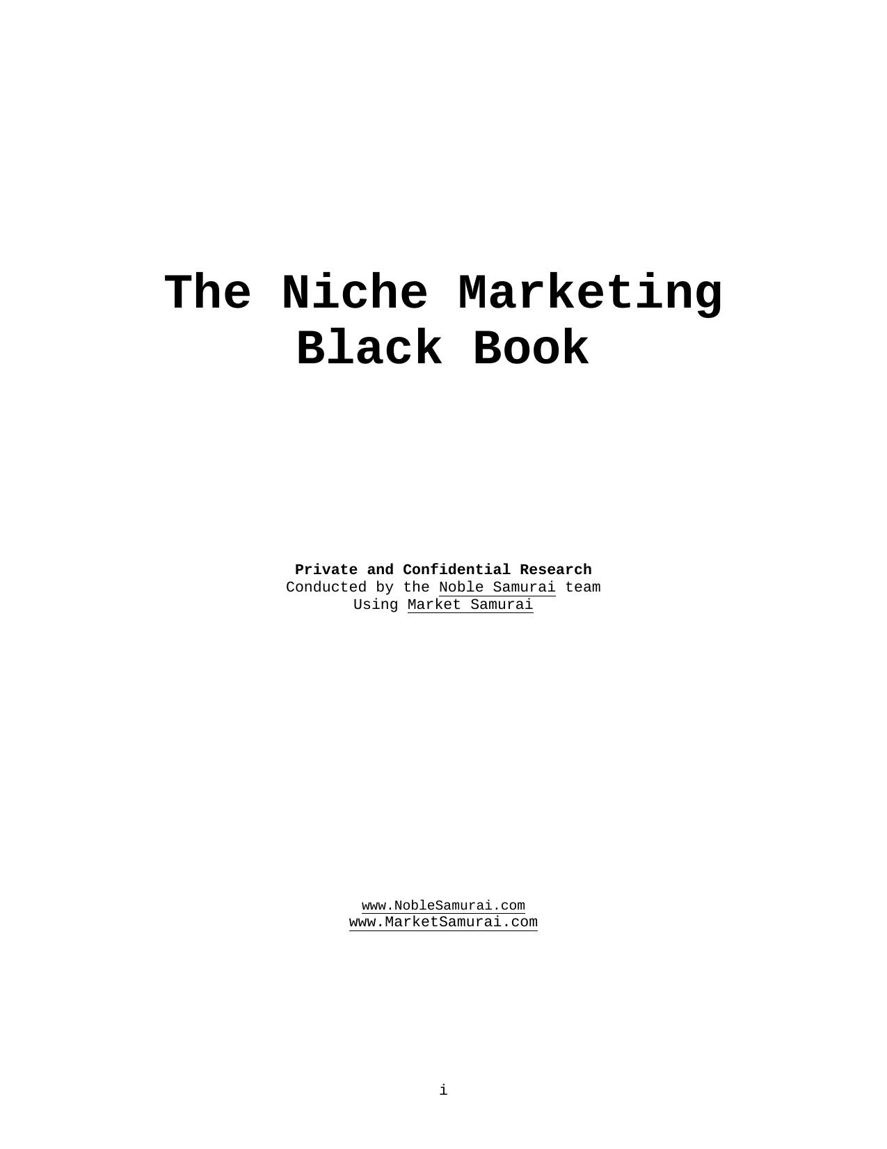 Microsoft Word - The Niche Marketing Black Book3.doc by Administrator