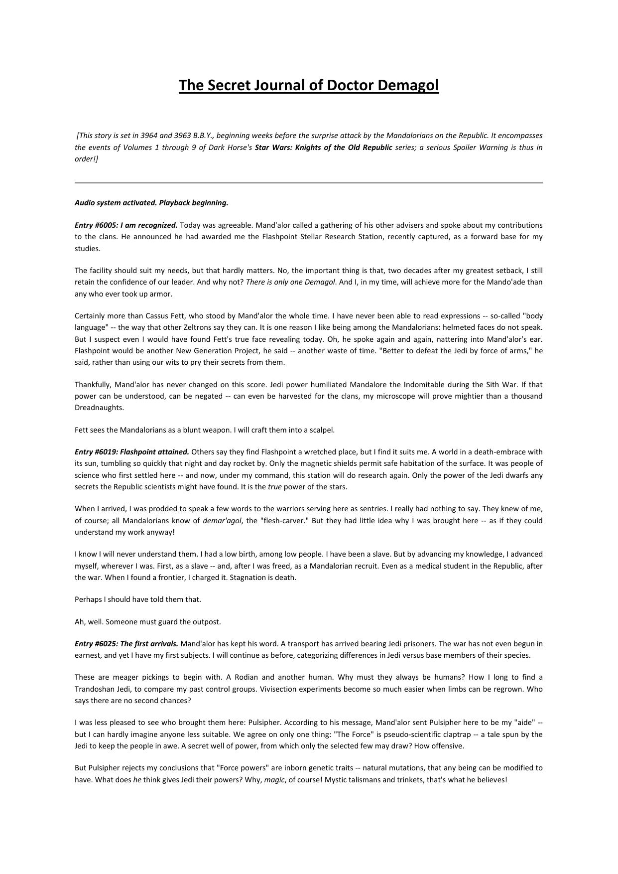 Microsoft Word - The Secret Journal of Doctor Demagol by Hampta