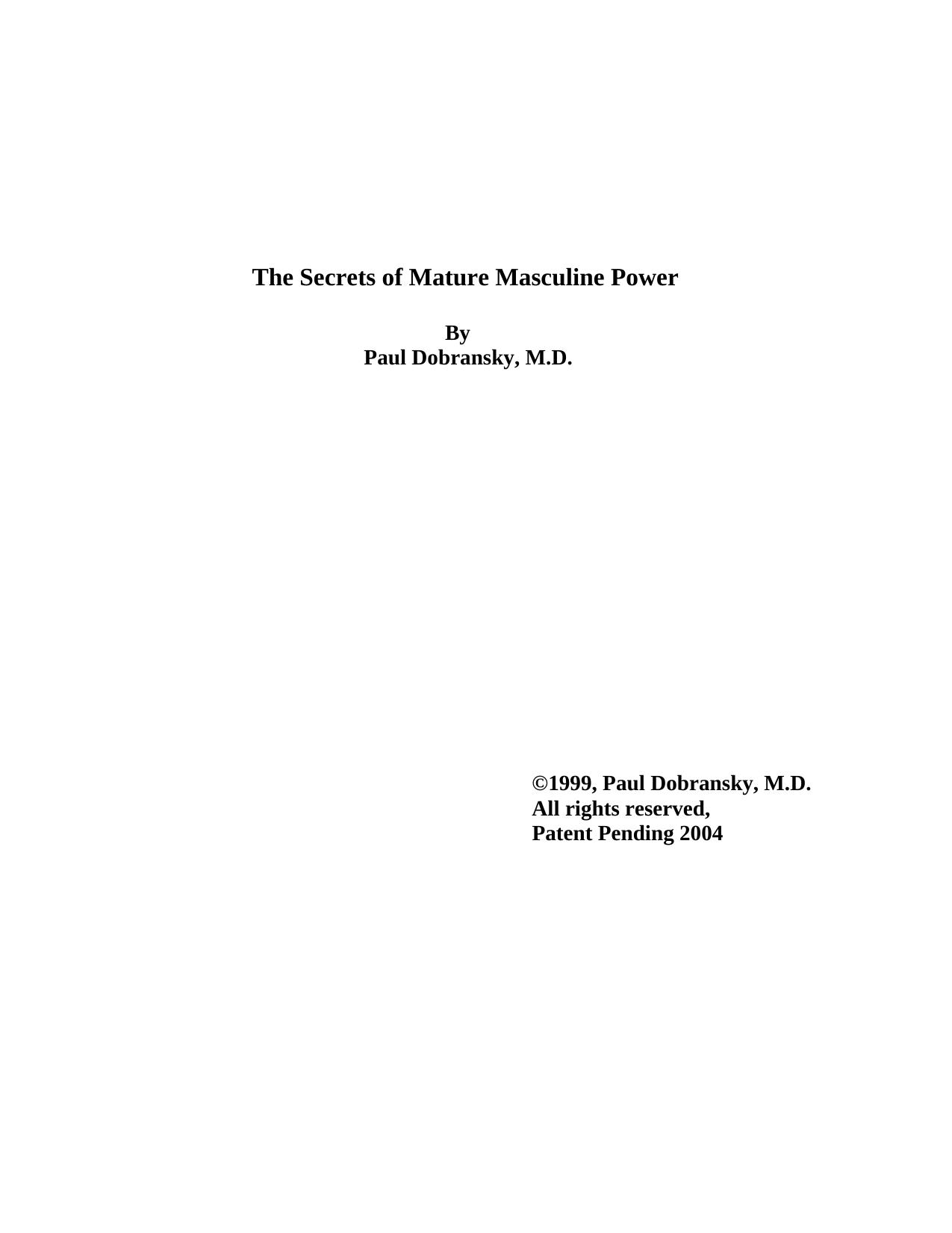 Microsoft Word - The Secrets of Mature Masculine Power Codedr.doc by Dr Paul