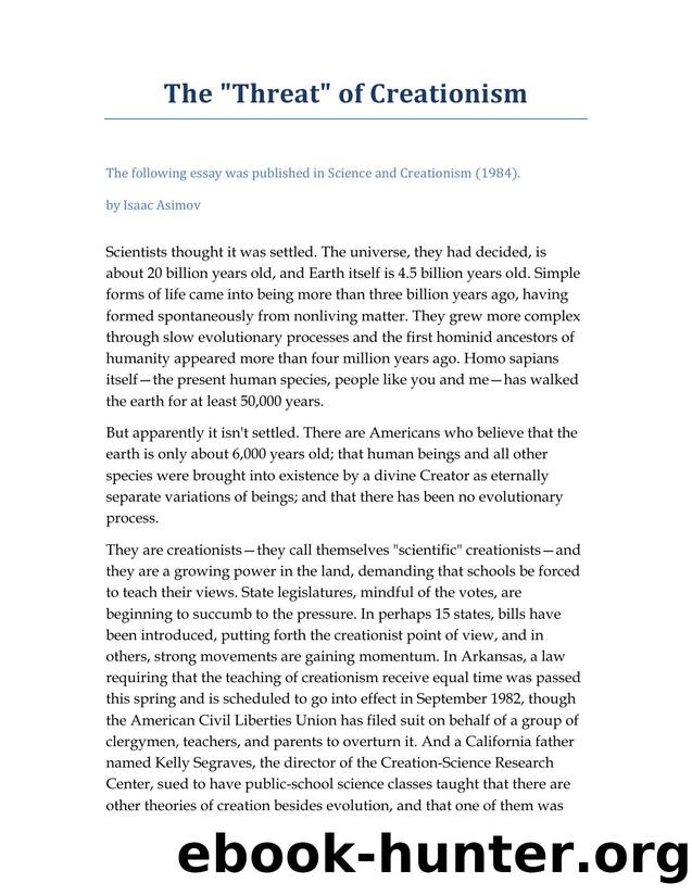 Microsoft Word - The Threat of Creationism by Isaac Asimov.doc by Thor