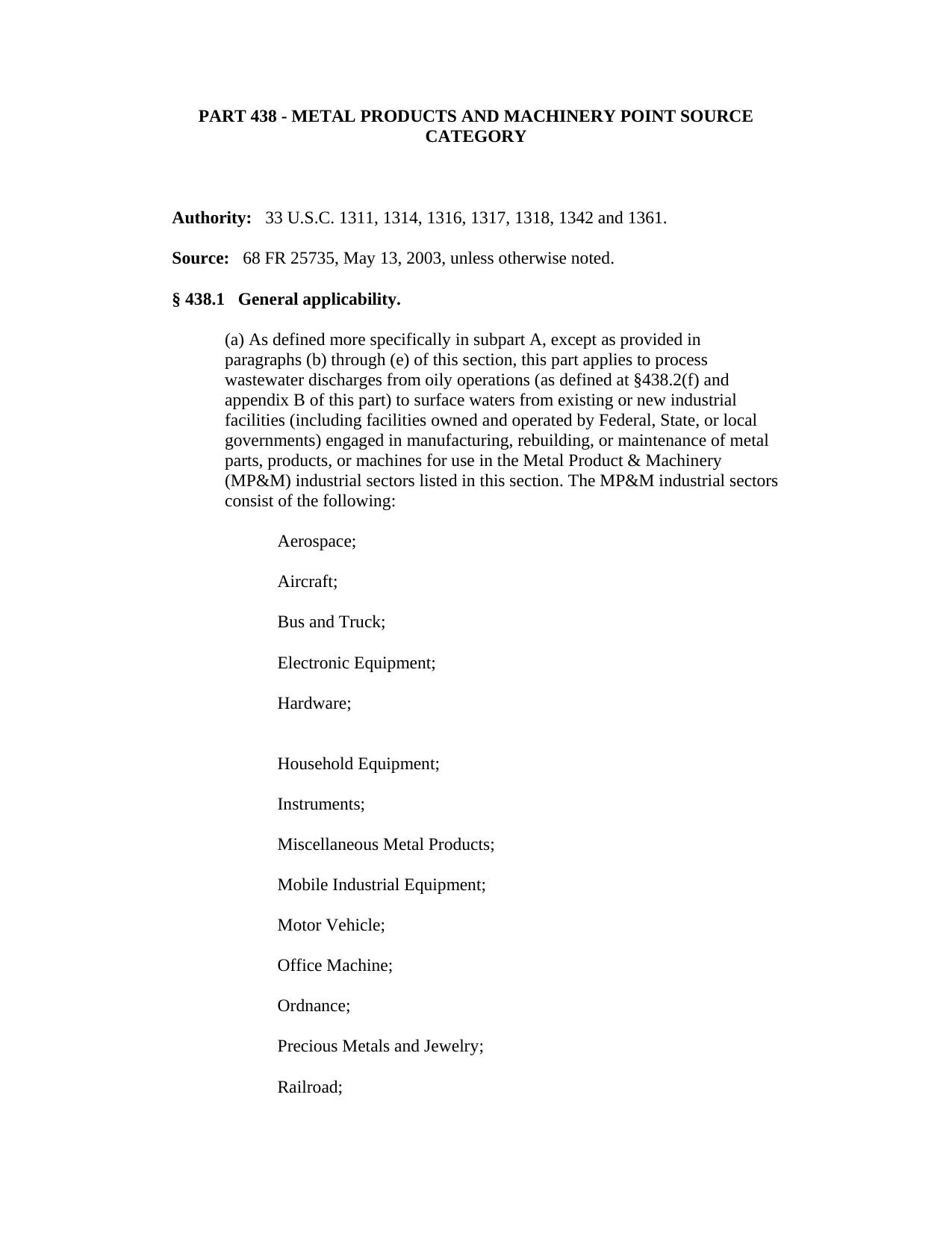 Microsoft Word - Title 40 Part 438.doc by james thomson