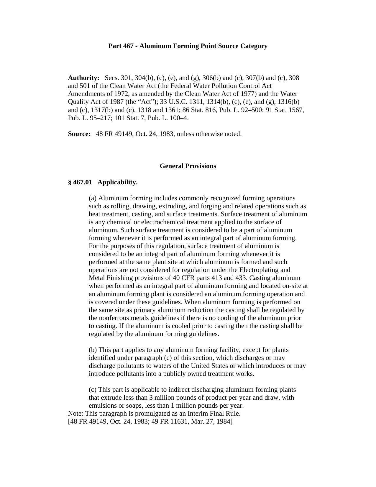 Microsoft Word - Title 40 Part 467.doc by james thomson