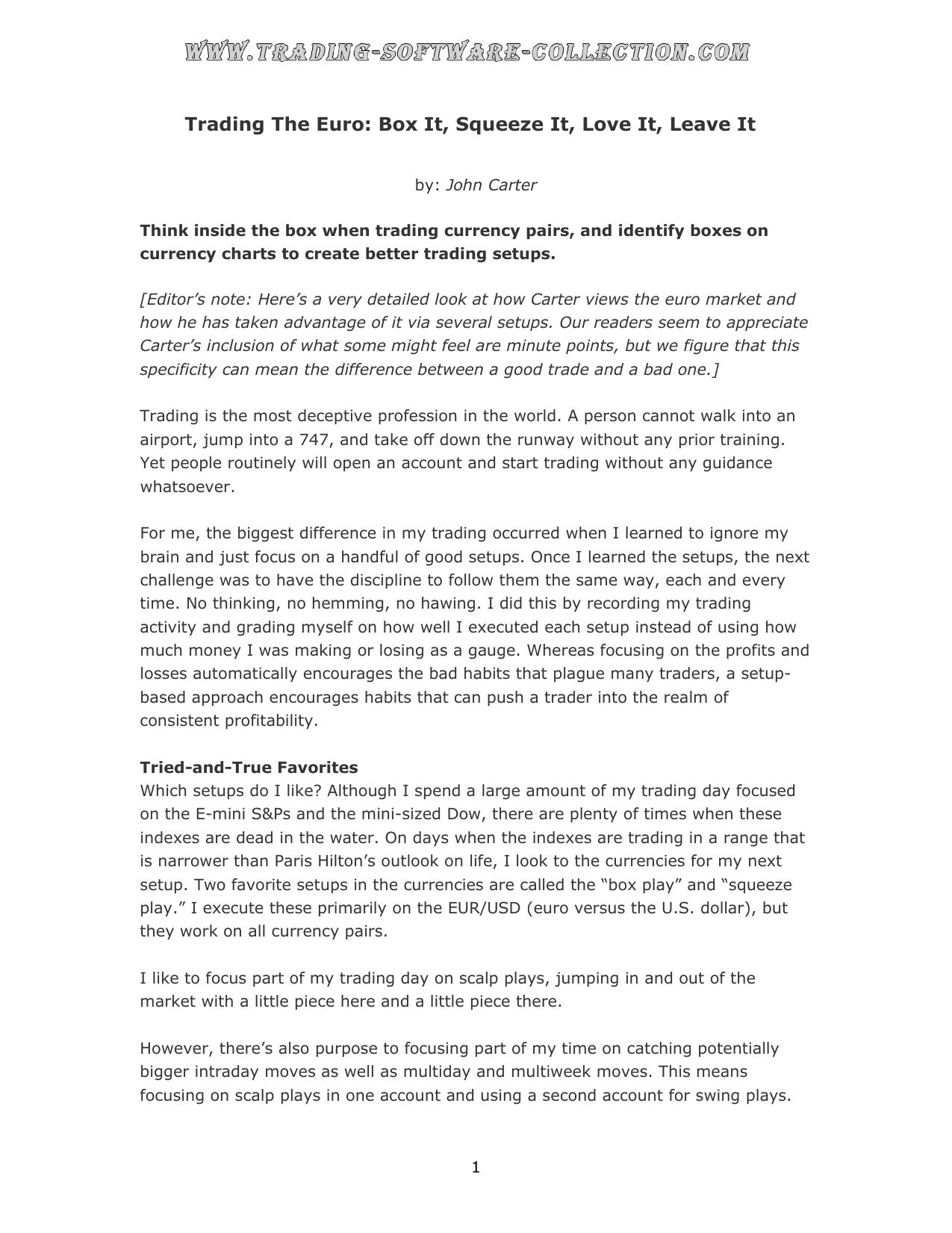 Microsoft Word - Trading The Euro.doc by Tom Jeffries