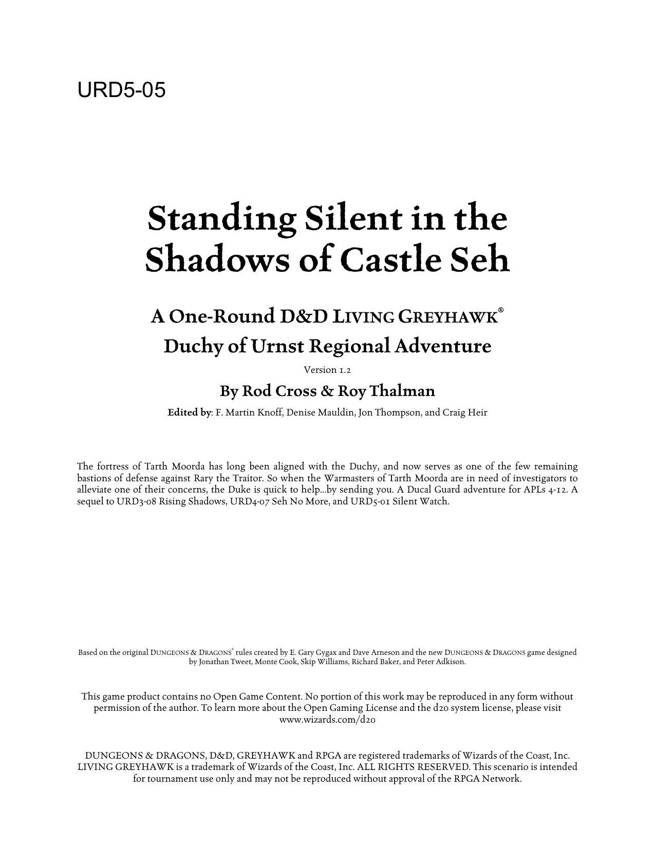 Microsoft Word - URD5-05 Standing Silent in the Shadows of Castle Seh.doc by Craig