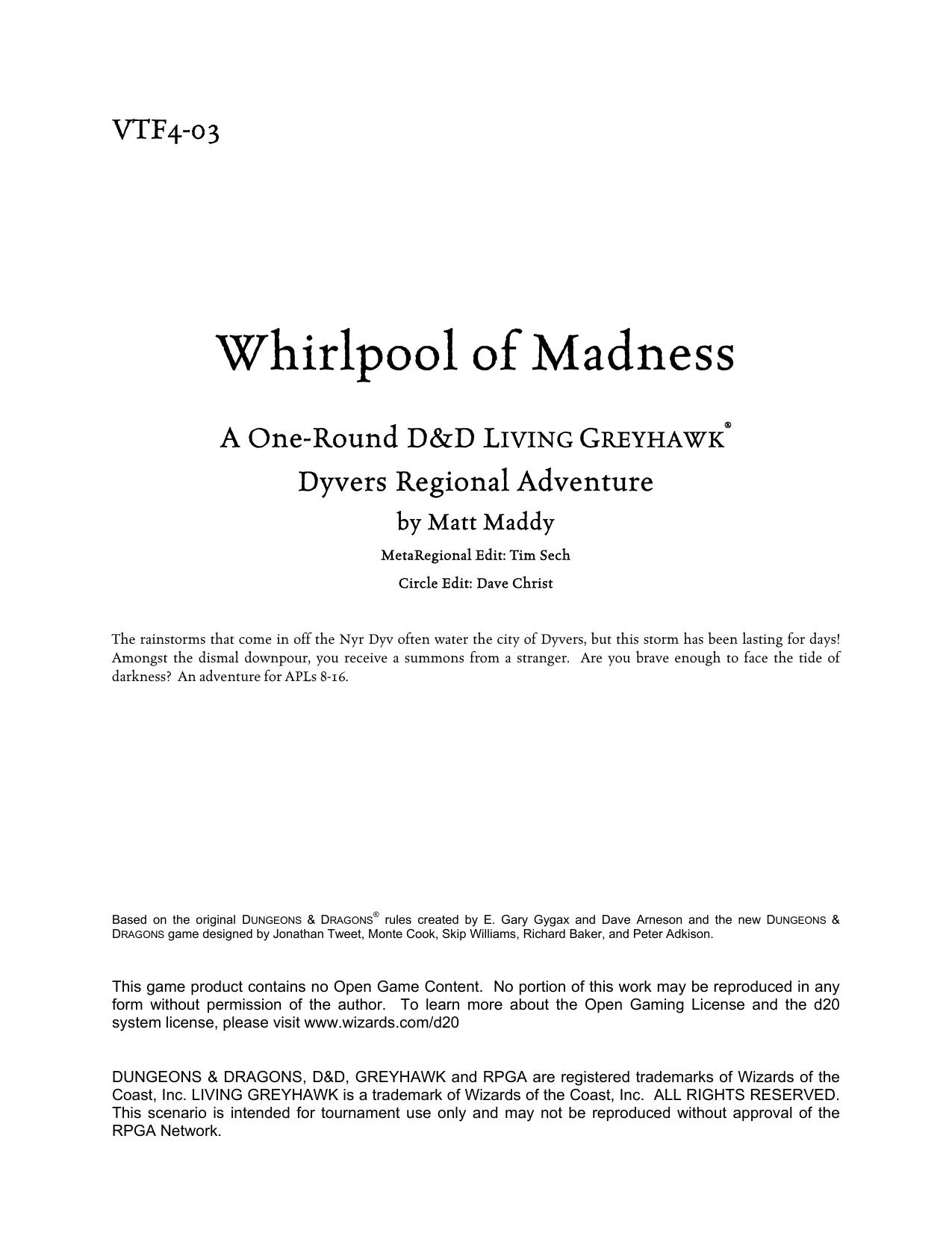 Microsoft Word - VTF4-3 Whirlpool Of Madness.doc by David Christ