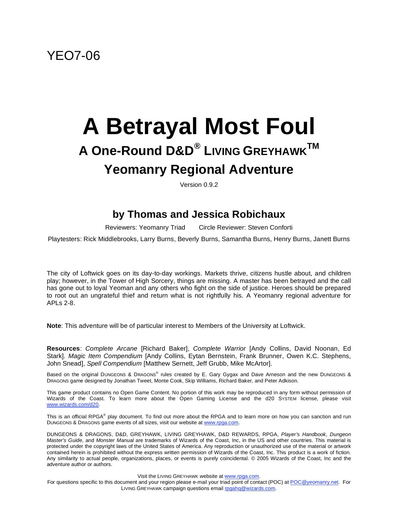 Microsoft Word - YEO7-06 A Betrayal Most Foul v0.9.2 - Final.doc by tech