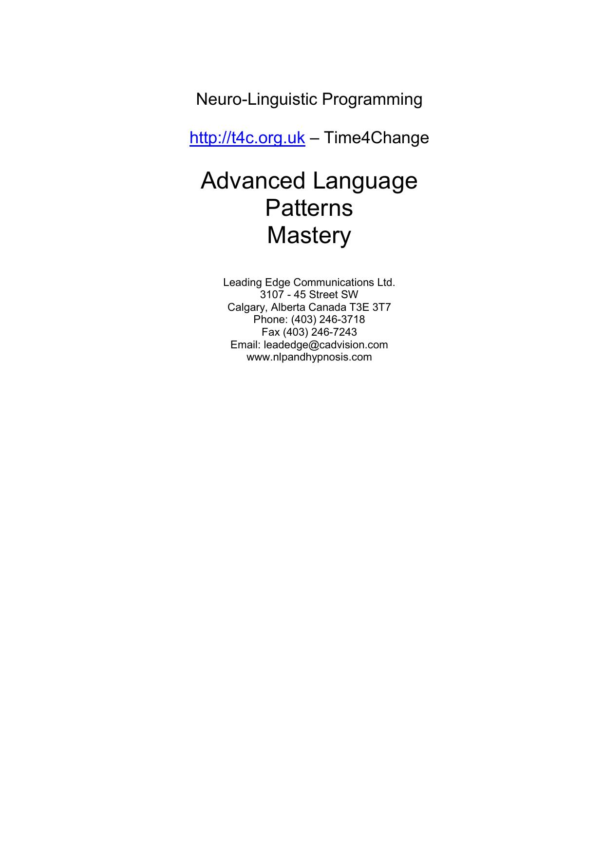 Microsoft Word - _ebook_ Advanced Language Patterns Mastery.htm by Owner