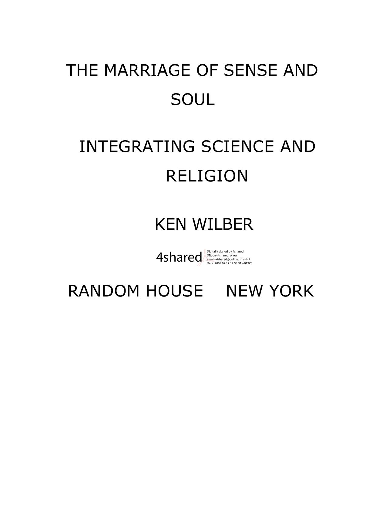 Microsoft Word - ken wilber - marriage of sense & soul - pdfMachine from Broadgun Software, http:pdfmachine.com, a great PDF writer utility! by Marriage of Sense & Soul