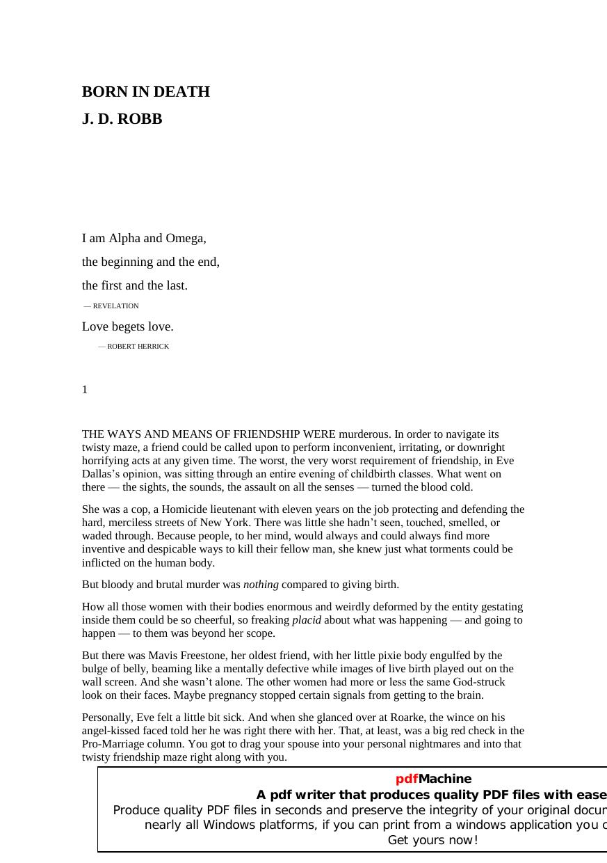 Microsoft Word Viewer - Roberts_Nora_-_Eva_Dallas_27_-_Born_In_Death.rtf - pdfMachine from Broadgun Software, http:pdfmachine.com, a great PDF writer utility! by Unknown