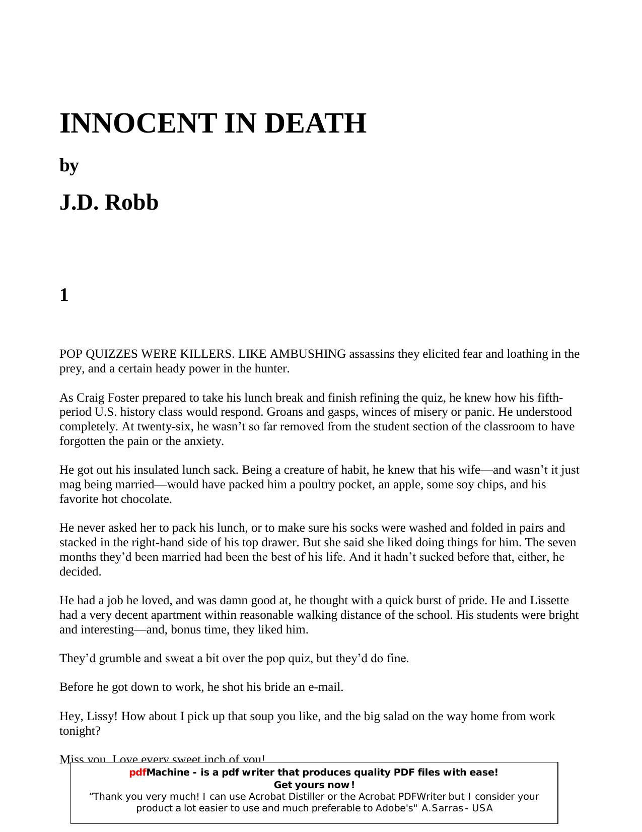 Microsoft Word Viewer - Roberts_Nora_-_Eva_Dallas_28_-_Innocent_In_Death.rtf - pdfMachine from Broadgun Software, http:pdfmachine.com, a great PDF writer utility! by Unknown