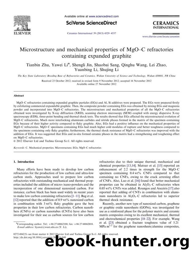 Microstructure and mechanical properties of MgOâC refractories containing expanded graphite by unknow