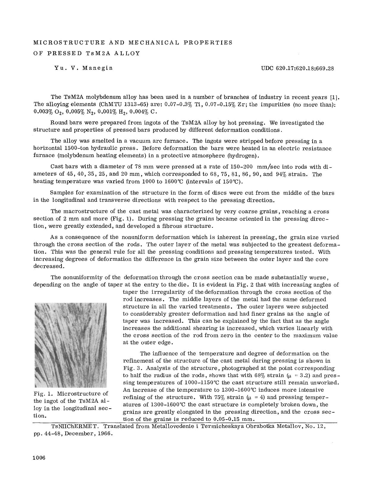 Microstructure and mechanical properties of pressed TsM2A alloy by Unknown