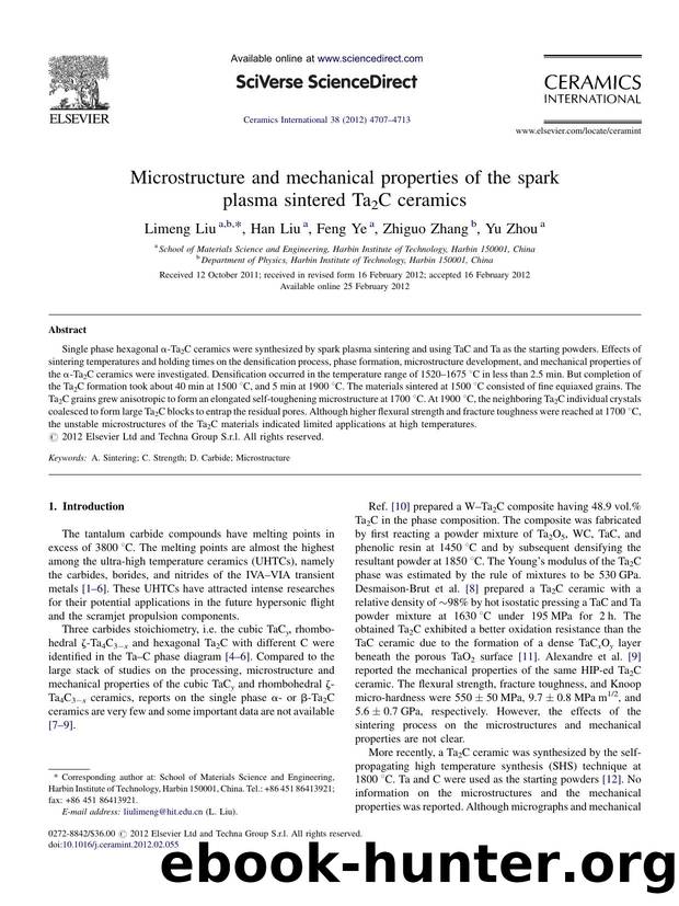 Microstructure and mechanical properties of the spark plasma sintered Ta2C ceramics by Limeng Liu