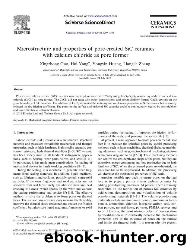 Microstructure and properties of pore-created SiC ceramics with calcium chloride as pore former by Xingzhong Guo & Hui Yang & Yongyin Huang & Liangjie Zhang