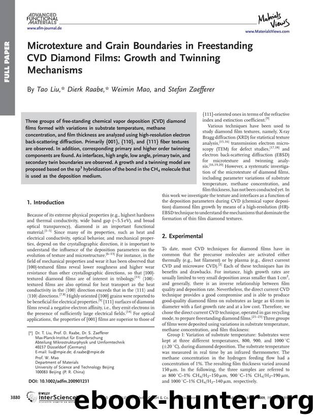 Microtexture and Grain Boundaries in Freestanding CVD Diamond Films: Growth and Twinning Mechanisms by Unknown