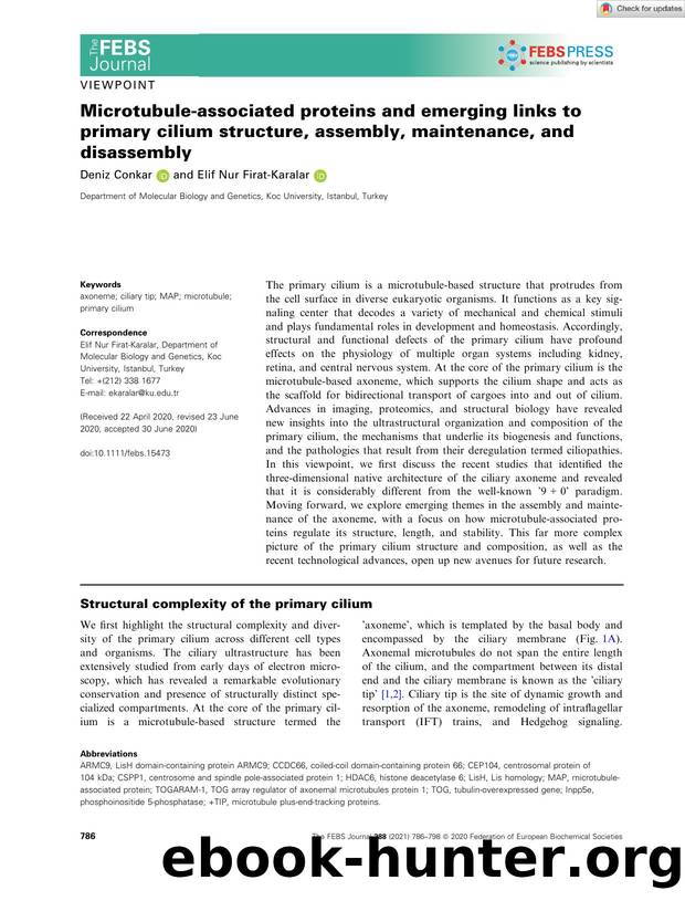 Microtubuleâassociated proteins and emerging links to primary cilium structure, assembly, maintenance, and disassembly by Unknown