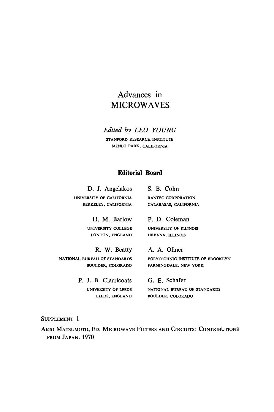 Microwave Filters and Circuits: Contributions from Japan by Akio Matsumoto (Eds.)