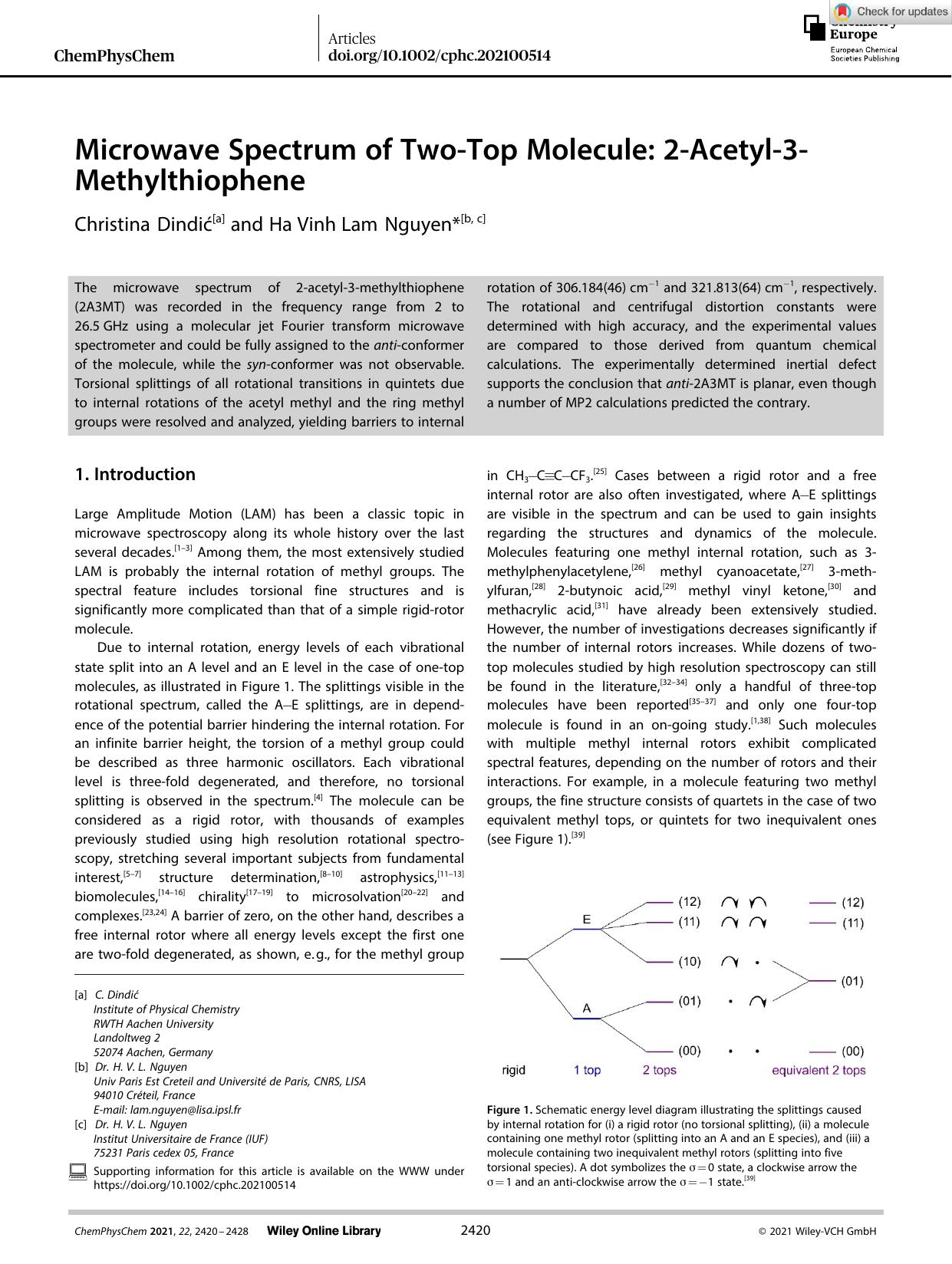 Microwave Spectrum of TwoâTop Molecule: 2âAcetylâ3âMethylthiophene by Unknown