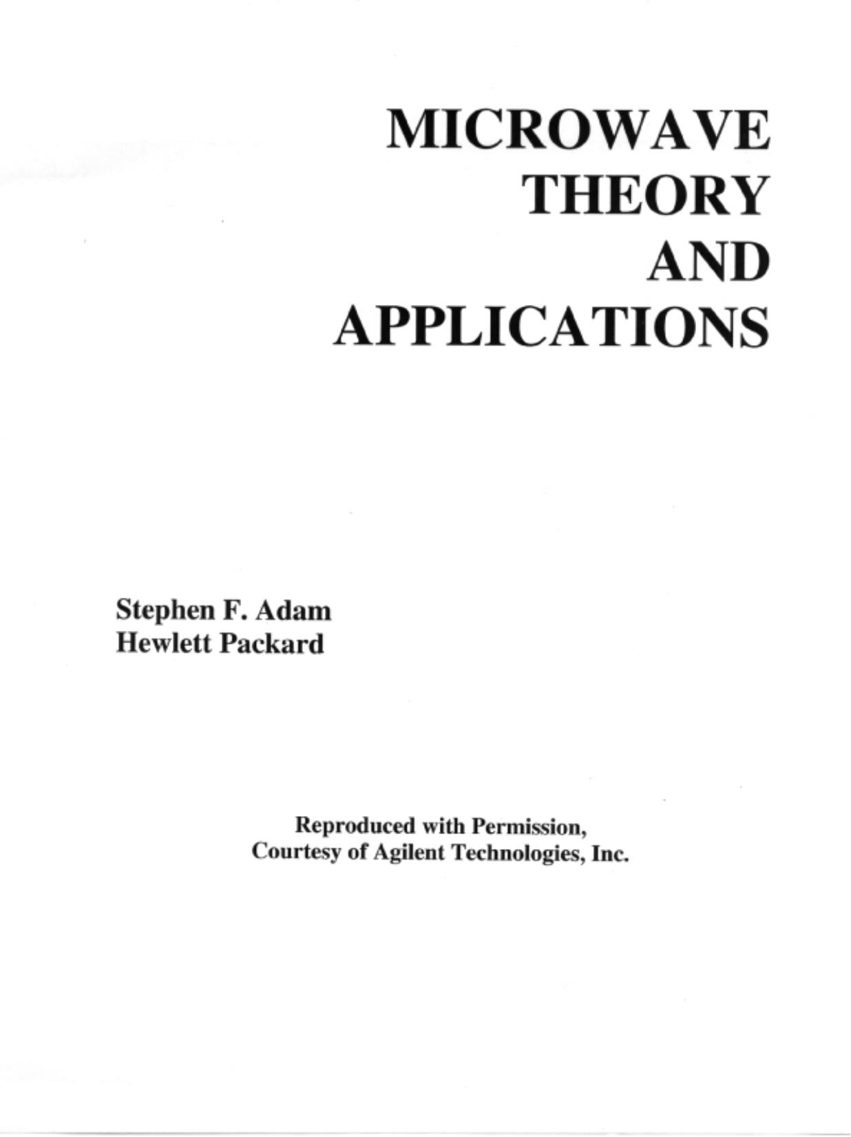 Microwave Theory and Applications by Stephen F. Adam