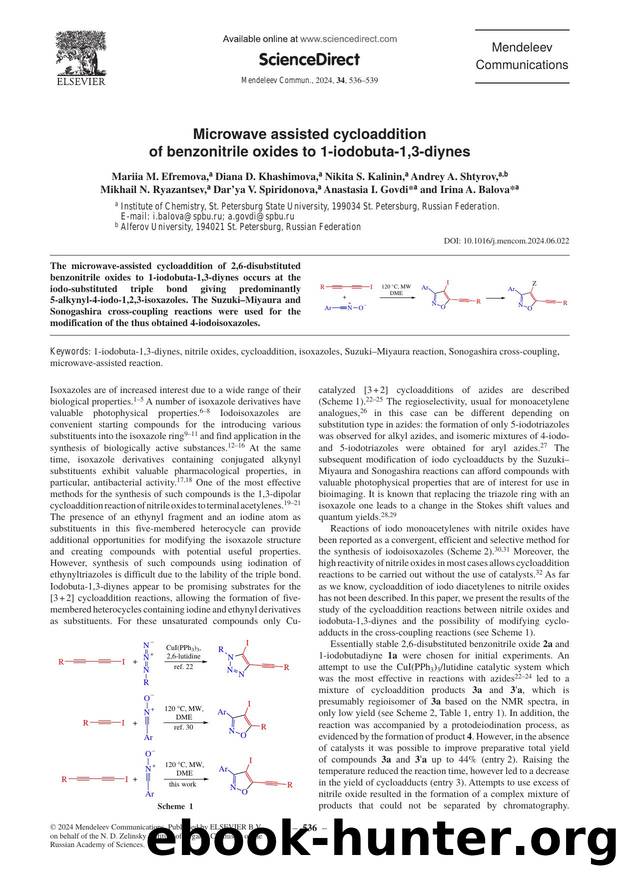 Microwave assisted cycloaddition of benzonitrile oxides to 1-iodobuta-1,3-diynes by unknow