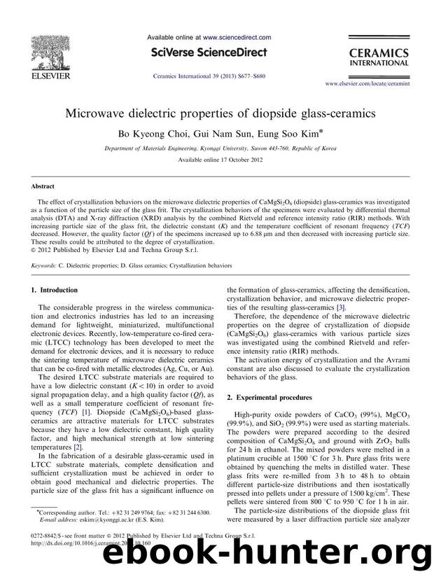Microwave dielectric properties of diopside glass-ceramics by Bo Kyeong Choi & Gui Nam Sun & Eung Soo Kim