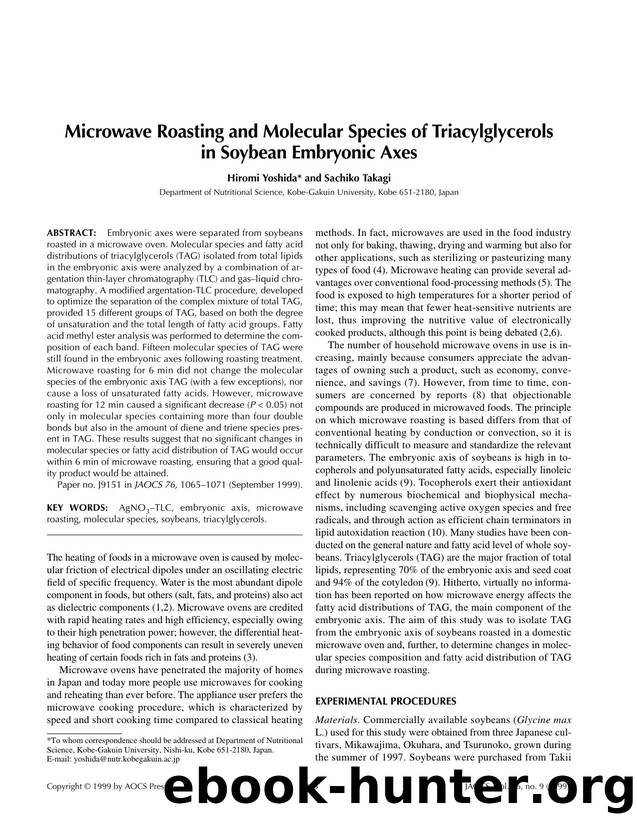 Microwave roasting and molecular species of triacylglycerols in soybean embryonic axes by Unknown
