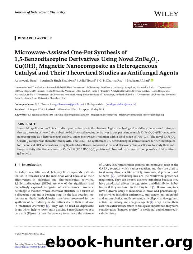 Microwaveâassisted oneâPot Synthesis of 1,5âBenzodiazepine Derivatives using Novel ZnFe2O4.Cu(OH)2 Magnetic Nanocomposite as Heterogeneous Catalyst and their Theoretical Stud by Unknown