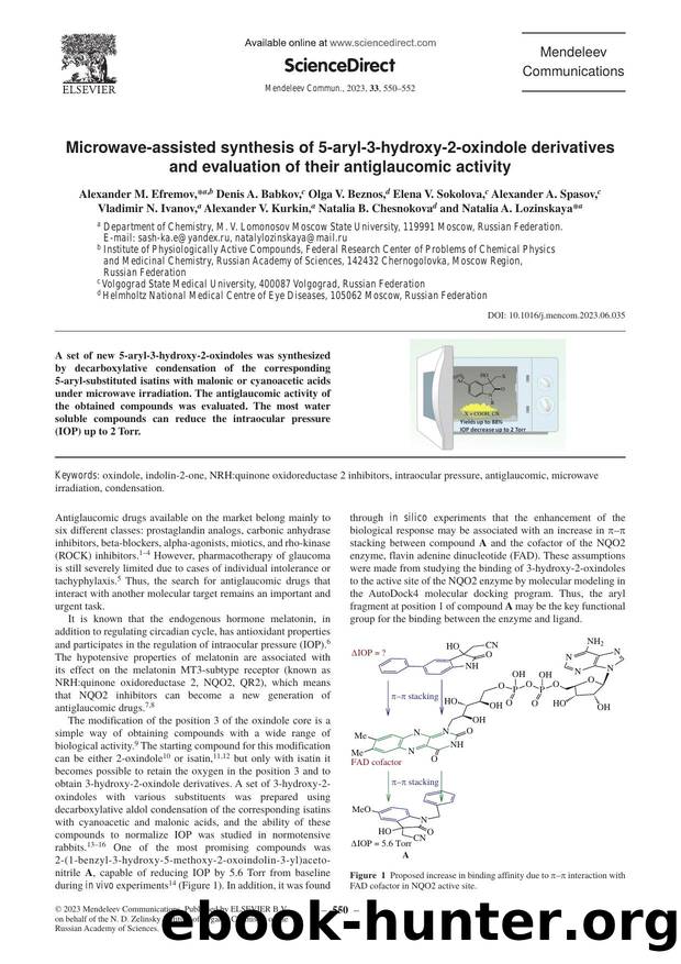 Microwave-assisted synthesis of 5-aryl-3-hydroxy-2-oxindole derivatives and evaluation of their antiglaucomic activity by unknow