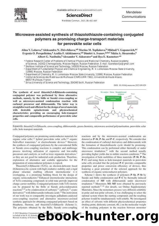 Microwave-assisted synthesis of thiazolothiazole-containing conjugated polymers as promising charge-transport materials for perovskite solar cells by unknow