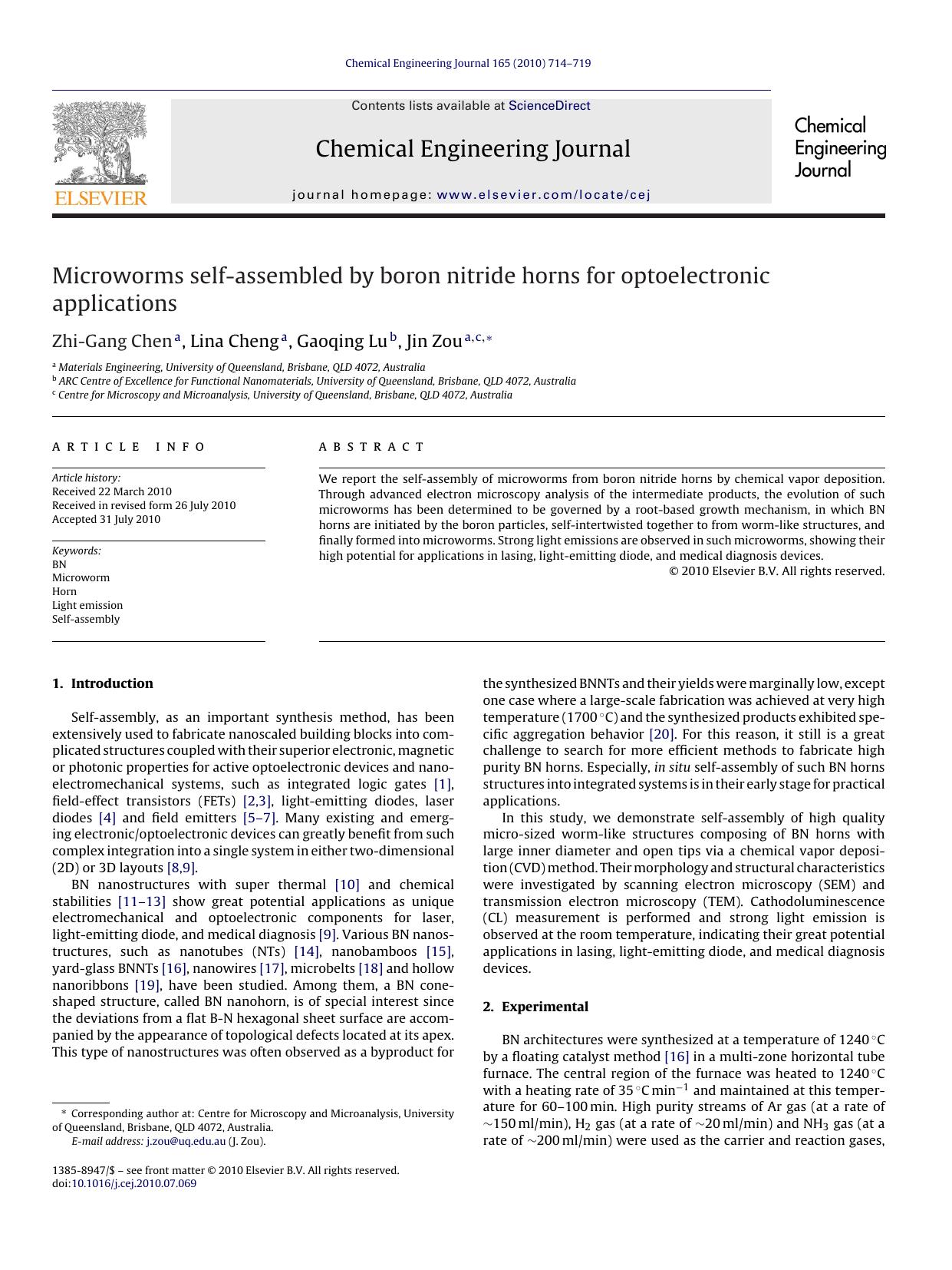 Microworms self-assembled by boron nitride horns for optoelectronic applications by Zhi-Gang Chen