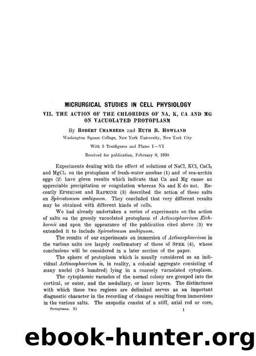 Micrurgical studies in cell physiology by Unknown