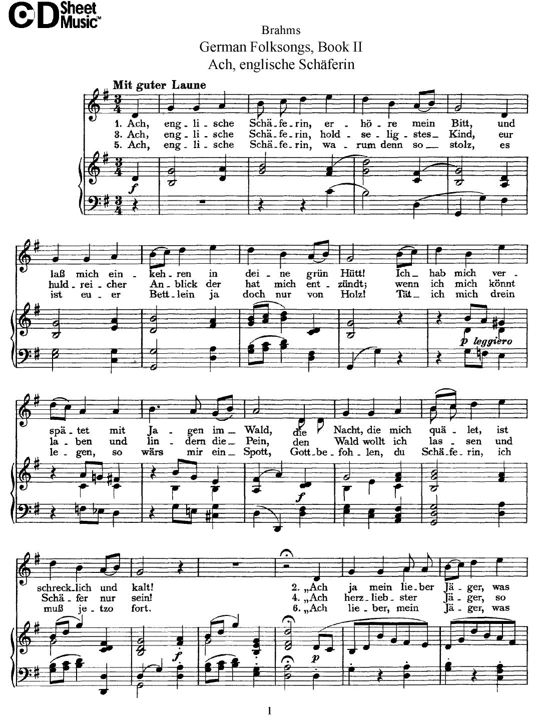 Mid Romantic German Lieder, Brahms: Book 2 GFS by WBaxley Music Subito Music Corp & Stephens Pub. Co