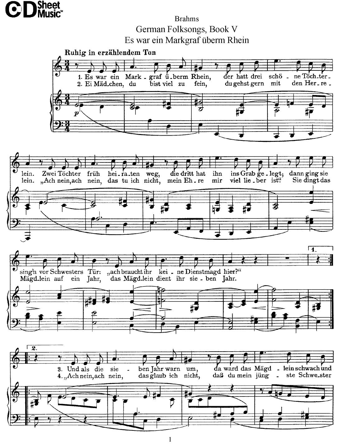 Mid Romantic German Lieder, Brahms: Book 5 GFS, 16P by WBaxley Music Subito Music Corp & Stephens Pub. Co