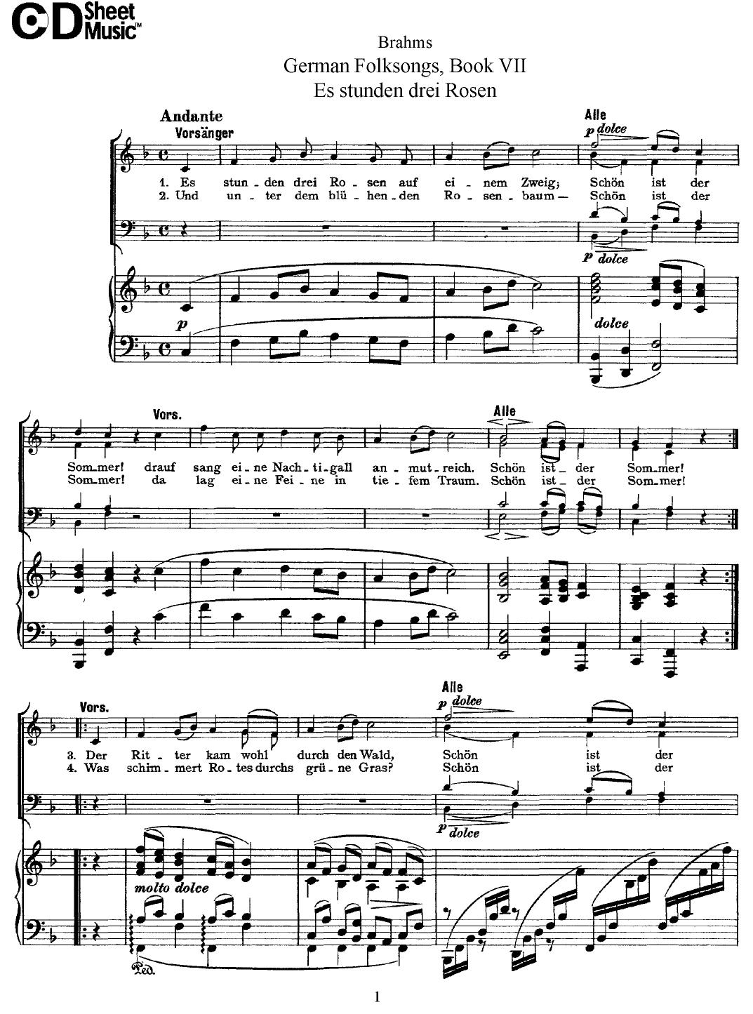 Mid Romantic German Lieder, Brahms: Book 7 GFS by WBaxley Music Subito Music Corp & Stephens Pub. Co