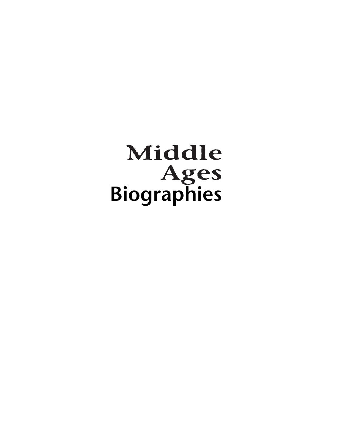Middle Ages. Biographies. J-Z by Judson Knight