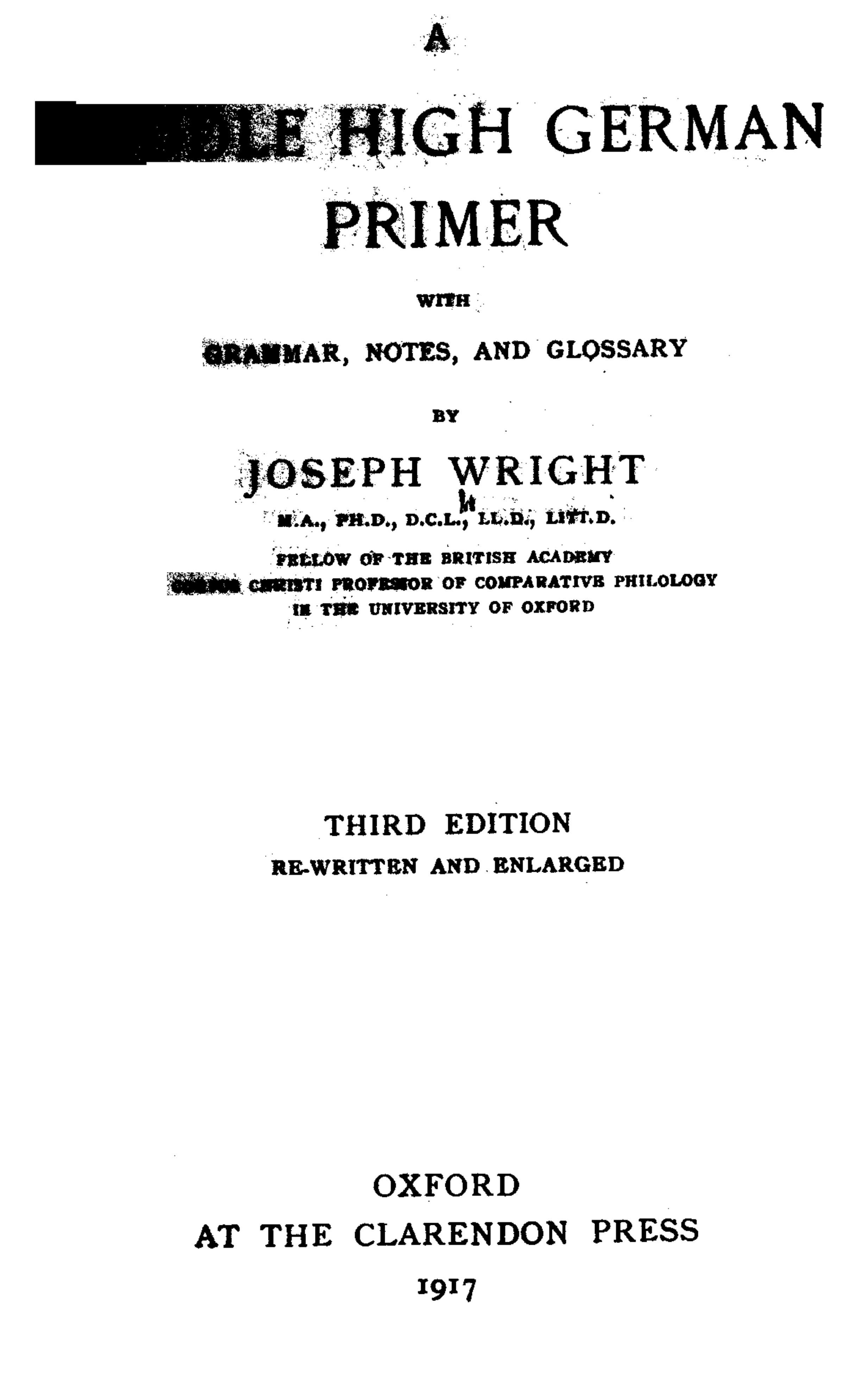 Middle High German Primer (Wright) (1917) by Unknown