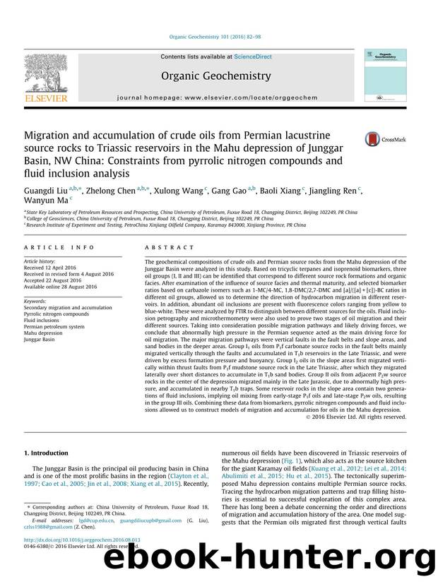 Migration and accumulation of crude oils from Permian lacustrine source rocks to Triassic reservoirs in the Mahu depression of Junggar Basin, NW China: Constraints from pyrrolic ni by Guangdi Liu & Zhelong Chen & Xulong Wang & Gang Gao & Baoli Xiang & Jiangling Ren & Wanyun Ma