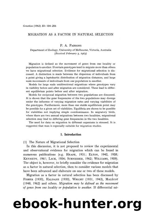Migration as a factor in natural selection by Unknown