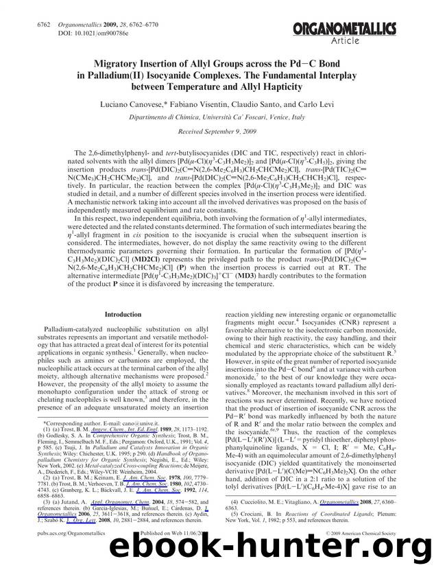 Migratory Insertion of Allyl Groups across the PdC Bond in Palladium(II) Isocyanide Complexes. The Fundamental Interplay between Temperature and Allyl Hapticity by Unknown