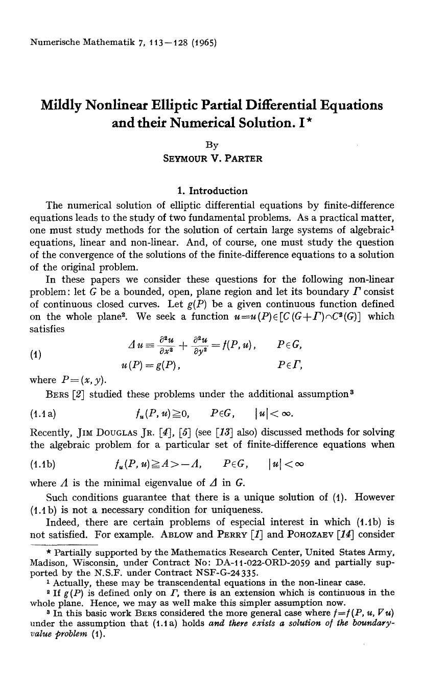 Mildly nonlinear elliptic partial differential equations and their numerical solution. I by Unknown