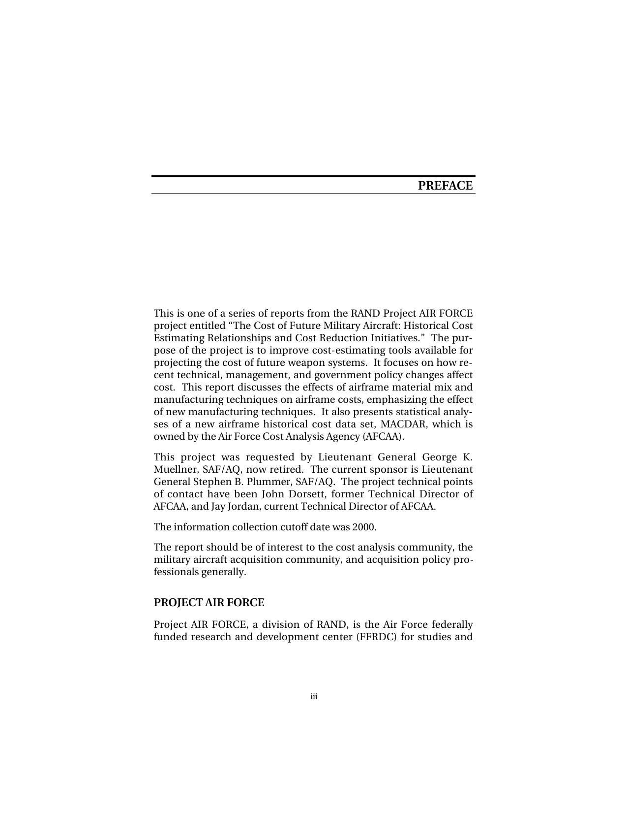 Military Airframe Costs: The Effects of Advances Materials and Manufacturing Processes by Obaid Younossi